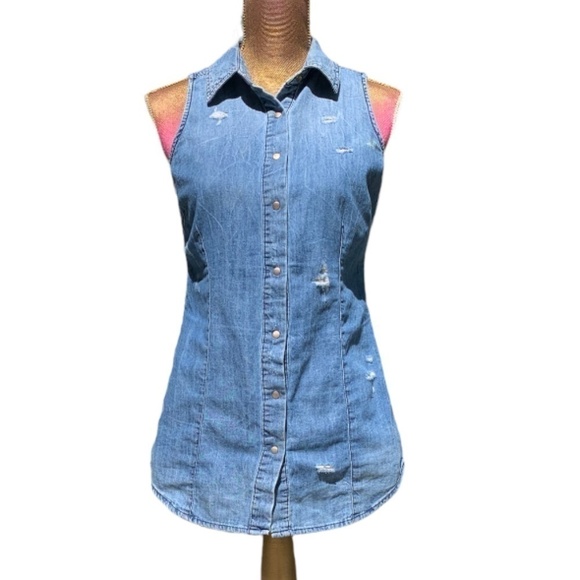 Guess Distressed Jean Dress Mini Size S/P - Picture 1 of 6